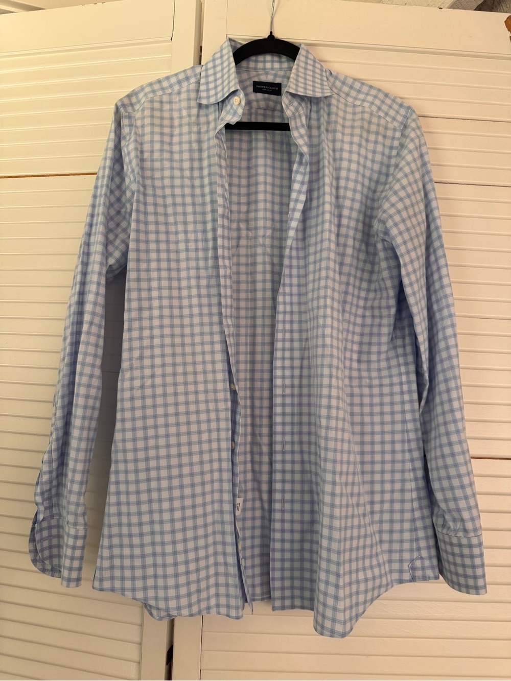 Proper Cloth Classic Light Blue Check Men’s Dress Shirt - Tailored Style